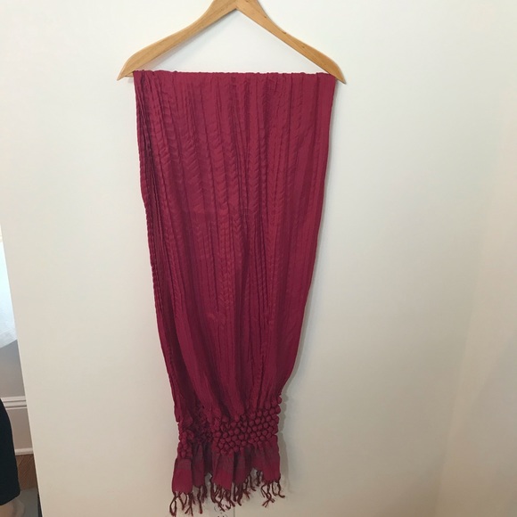 Red Silk Scarf Shawl 80” long - Picture 2 of 6